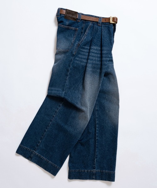 soerte ワイドパンツ ジーンズ Wide Buggy Vintage Like Denim Pants 