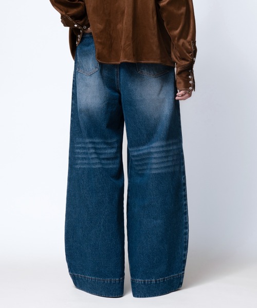 soerte ワイドパンツ ジーンズ Wide Buggy Vintage Like Denim Pants 