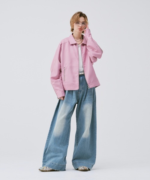 値下げ　soerte ワイドバギーヴィンテージライクデニムパンツ　2 soerte ジーンズ WIDE BUGGY VINTAGE LIKE DENIM PANTS ” MUD