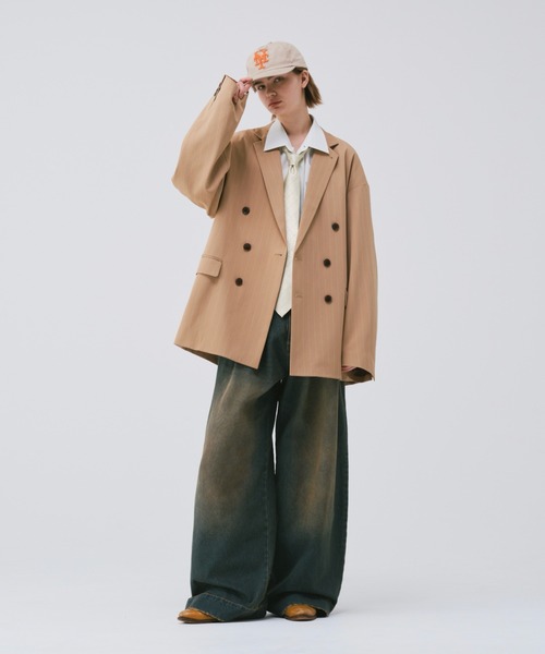 soerte ワイドパンツ ジーンズ Wide Buggy Vintage Like Denim Pants 