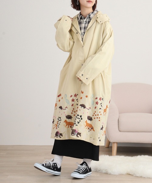 新品未使用！モッズコート Emago モッズコート コート EMAGO 動物と森刺繍モッズコート
