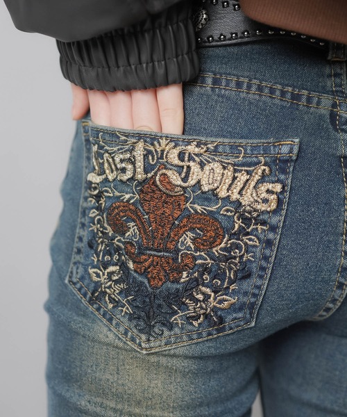 Floral Embroidery Beads Denim Pants/花刺繍ビーズデニムパンツ
