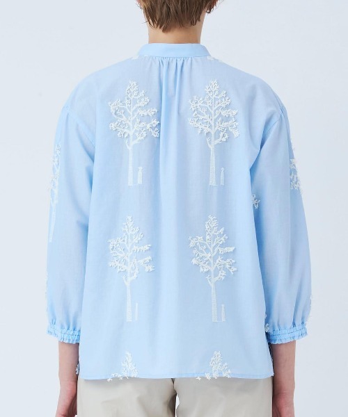STUDIO PICONE ブラウス シャツ コットン100％ツリー刺繍ブラウス