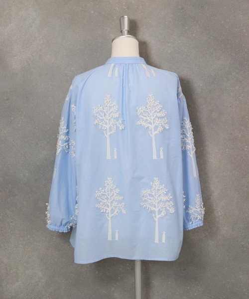 ピッコーネ ブラウス リネン コットン レース 刺繍 カットワーク 立体ロゴ STUDIO PICONE（スタジオピッコーネ） ブラウス シャツ コットン100