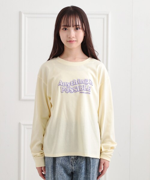 PINK-latte tシャツ ロゴ発砲プリントロンT キッズ 子供服