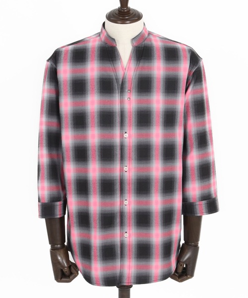 wjk reluxe 七分袖 シャツ ms5988-check hook no collar 3-4 sleeve
