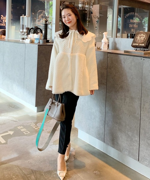 Fit more（フィットモア） ノーカラーコート FREE グレー レディース