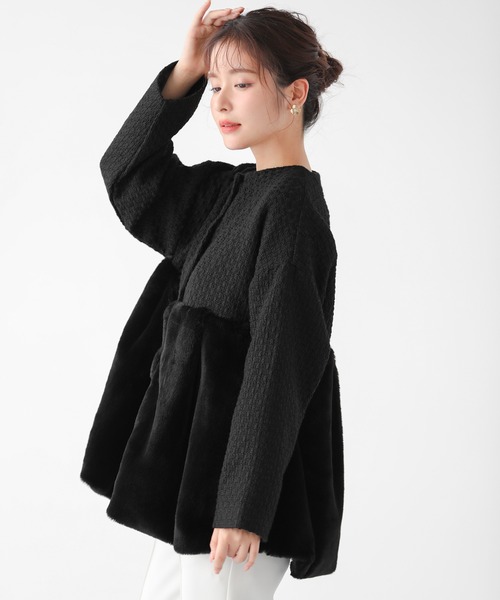 Fit more ノーカラーコート Fit more（フィットモア） ノーカラーコート FREE グレー レディース