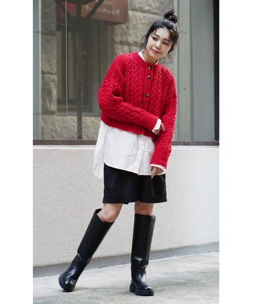 「e-zakkamania stores」 ニットカーディガン M レッド レディース_画像9