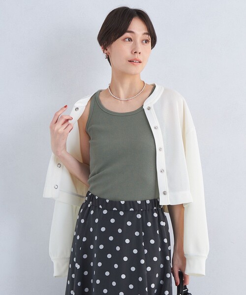 タンクトップ ノースリーブ 「洗える／ストレッチ」アイレット ベーシックタンクトップ レディース green label relaxing タンクトップ ノースリーブ ベーシック
