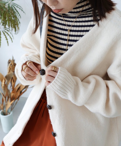 「Crisp」 ニットカーディガン FREE チャコールグレー レディース_画像2