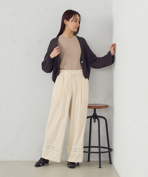 COMME CA ISM パンツ レーヨンナイロンヴィンテージ レース使い