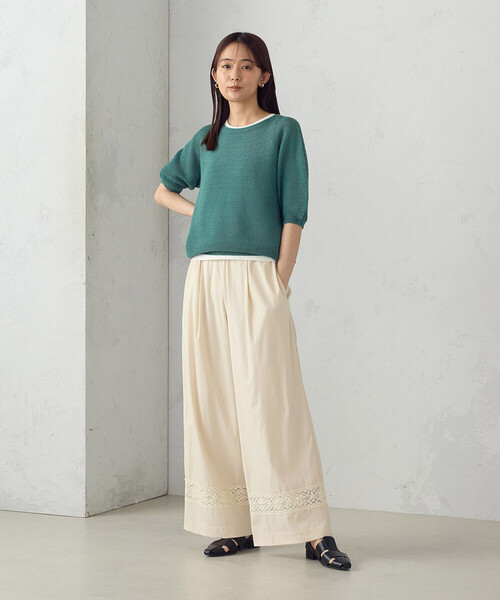 COMME CA ISM パンツ レーヨンナイロンヴィンテージ レース使い