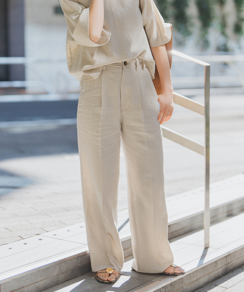 誕生日プレゼント Spick＆Span パンツ ハイブリッドラミー1タックパンツ パンツ