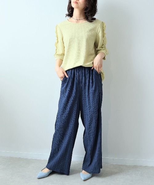 leswel tシャツ 「L〜5L 大きいサイズ」ジャガードニットフリル