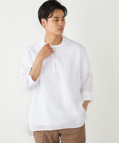 のりのりのり　　LINEN VOILE バンドカラー　リネン　シャツ HEAVENLY ヘブンリー レディース シャツ LINEN REGULARCOLLAR