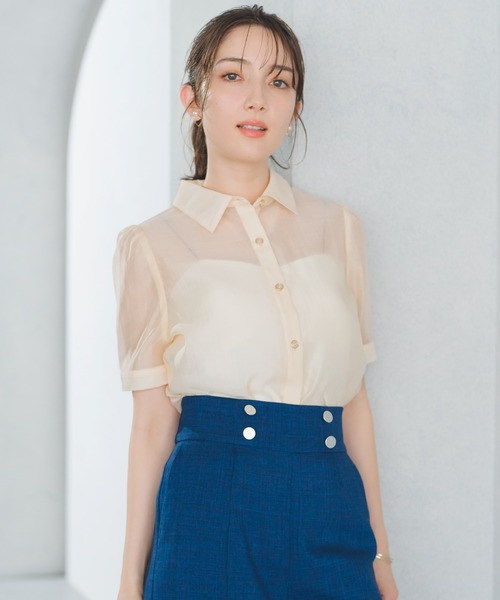 ミッシュマッシュ MISCH MASCH 2025春夏新作 シアー半袖シャツ （WHITE） ミッシュマッシュ MISCH MASCH 2025春夏新作 シアー半袖シャツ