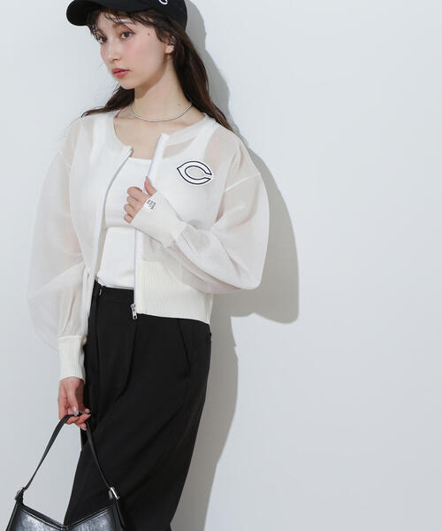 カーディガン 「広島東洋カープ×NBBコラボ」シアーニットブルゾン レディース NATURAL BEAUTY BASIC カーディガン 「広島東洋カープ×NBBコラボ