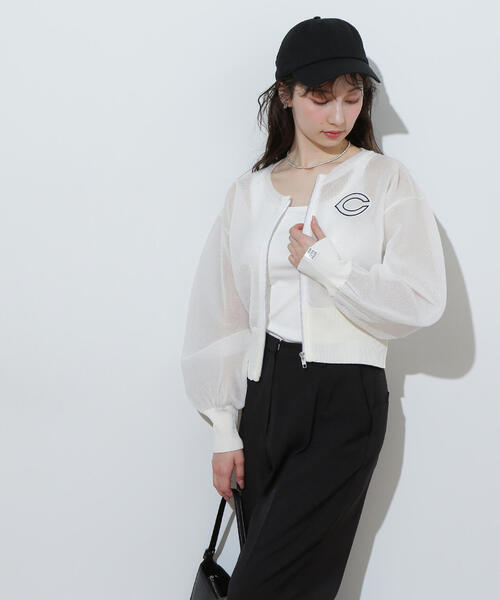カーディガン 「広島東洋カープ×NBBコラボ」シアーニットブルゾン レディース NATURAL BEAUTY BASIC カーディガン 「広島東洋カープ×NBBコラボ