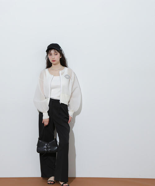 カーディガン 「広島東洋カープ×NBBコラボ」シアーニットブルゾン レディース NATURAL BEAUTY BASIC カーディガン 「広島東洋カープ×NBBコラボ
