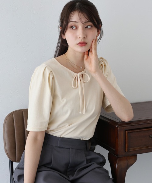 BLUEEAST（ブルーイースト） tシャツ パイピングリボンタックTシャツ