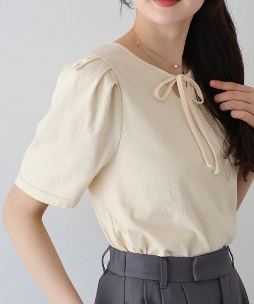 BLUEEAST（ブルーイースト） tシャツ パイピングリボンタックTシャツ