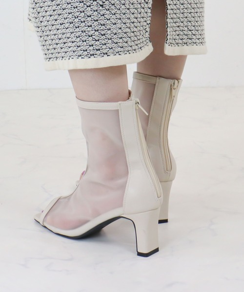 「LibertyDoll」 オープントゥブーツ LL アイボリー レディース_画像7