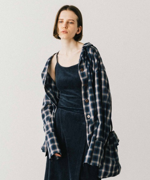 ブラウス シャツ SHEER CHECK SHIRT JACKET/シアーチェックシャツジャケット レディース
