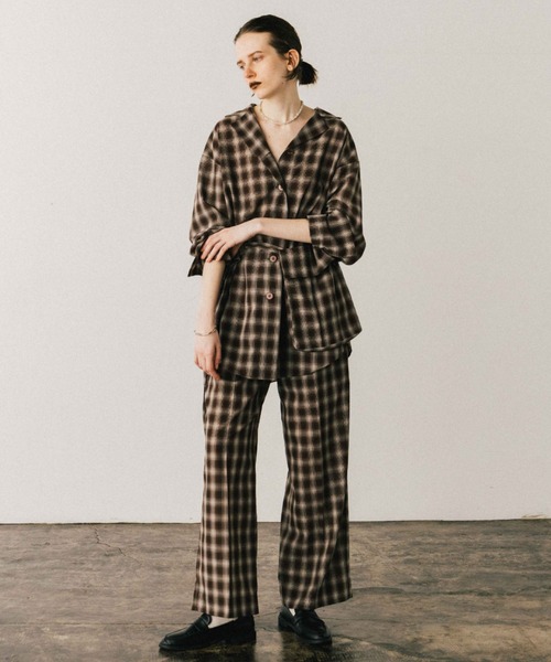 CREDONA（クレドナ） ブラウス シャツ SHEER CHECK SHIRT JACKET