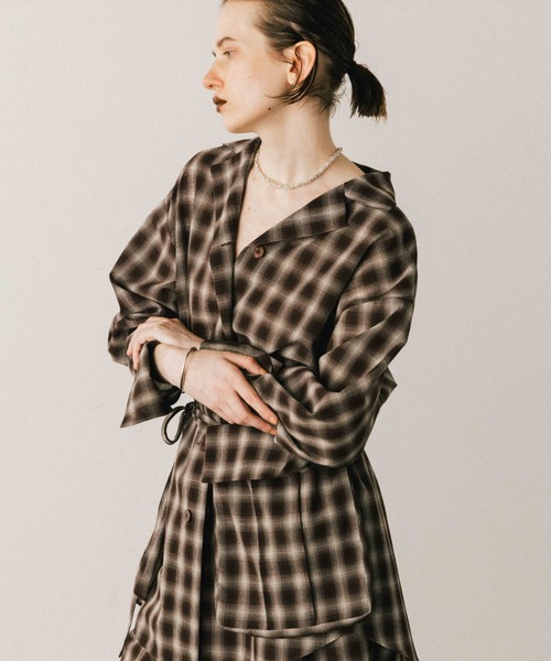 CREDONA（クレドナ） ブラウス シャツ SHEER CHECK SHIRT JACKET