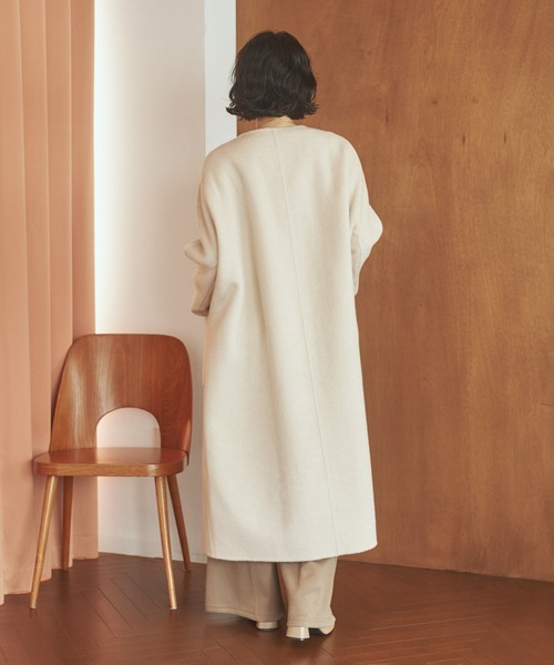 ノーカラーコート コート cashmere muffler collarless coat /カシミヤ