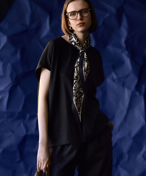 美品✨️23区 × LIBECO リネン フレンチスリーブ シャツ ブラウス 黒 