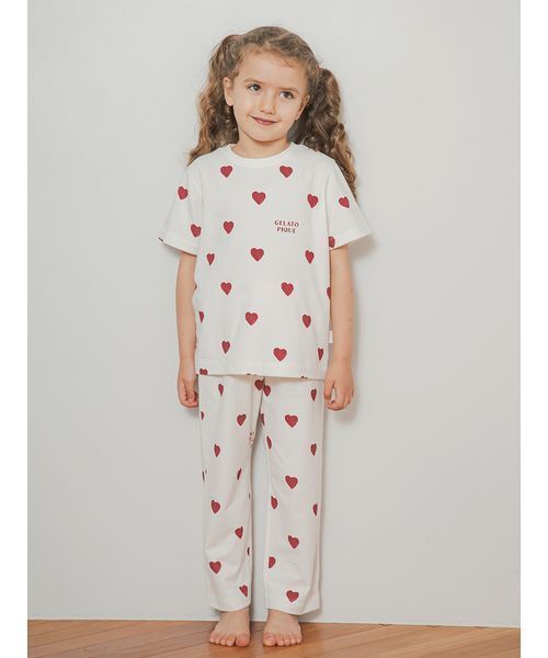gelato pique（ジェラートピケ） パジャマ 「KIDS」ハート柄ロング