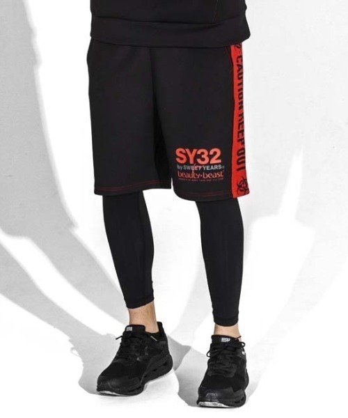 【SY32 SWEET YEARS】ショートパンツ XL ブラック SY32 by SWEET YEARS - DOUBLE KNIT EMBROIDERY LOGO SHORT