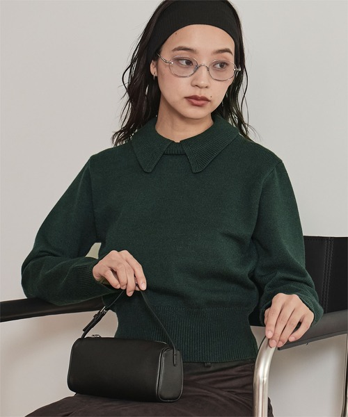 美品 ミミメメット ショートニット クロップドセーター me+em select（ミームセレクト） ニット セーター 「 2color 」ラメ