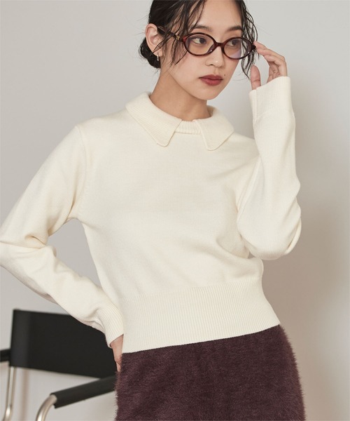 美品 ミミメメット ショートニット クロップドセーター me+em select（ミームセレクト） ニット セーター 「 2color 」ラメ