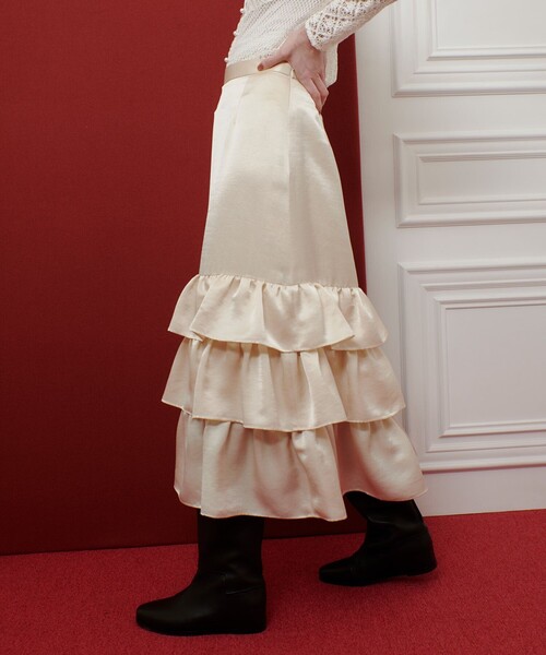 ルルウィルビー Loulou Willoughby ティアードスカート 白 1 LOULOU WILLOUGHBY（ルルウィルビー） スカート 「LOULOU WILLOUGHBY