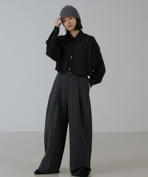 NOMINE（ノミネ） ブラウス シャツ レイヤード風ヨーク オーバーサイズ 
