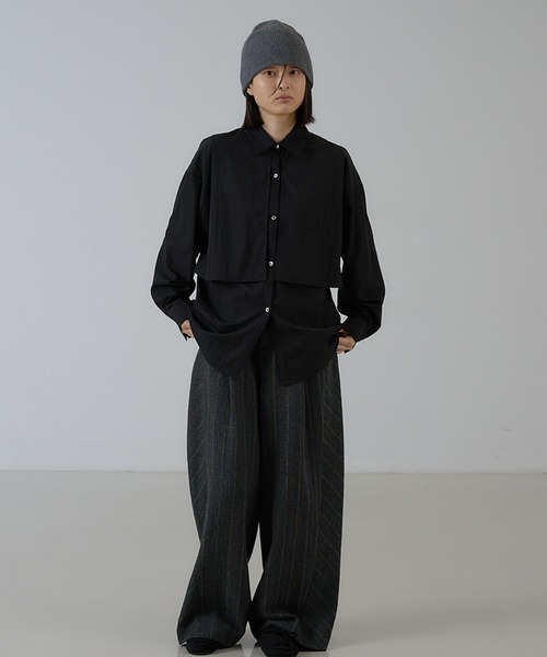 NOMINE（ノミネ） ブラウス シャツ レイヤード風ヨーク オーバーサイズ