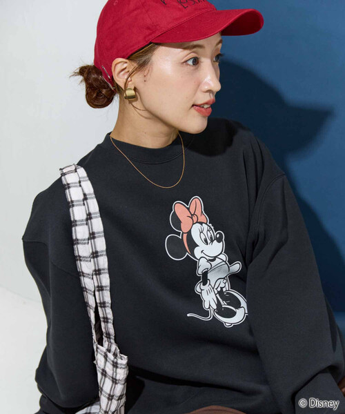 トレーナー スウェット 限定展開　別注/Minnie Mouse/ミニーマウス/前後 プリント vintage 加工 スウェット レディース | FREAK'S STORE | 01