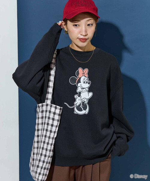 トレーナー スウェット 限定展開　別注/Minnie Mouse/ミニーマウス/前後 プリント vintage 加工 スウェット レディース | FREAK'S STORE | 24