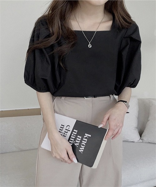 「Dream garden」 半袖ブラウス L ブラック レディース_画像7