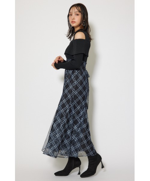 rienda（リエンダ） ワンピース ドッキングオフショルニットフレア