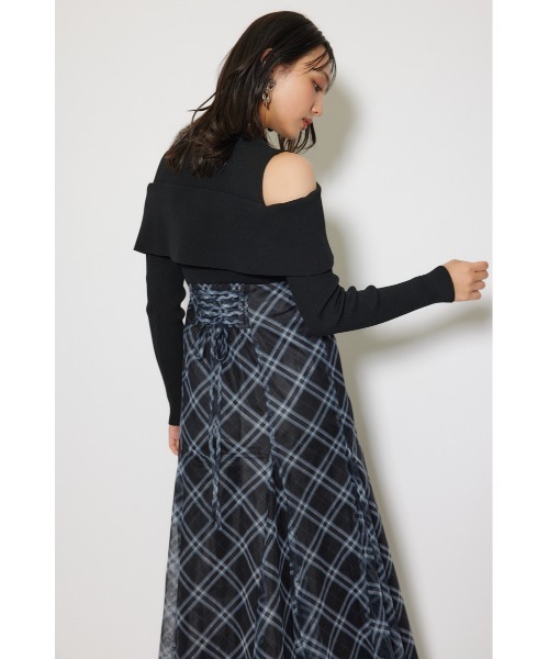 rienda（リエンダ） ワンピース ドッキングオフショルニットフレア