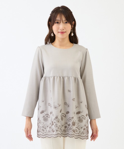 新品未使用 タグ付 ローズティアラ チュニック カットソー チェック 46 白 Rose Tiara（ローズティアラ） チュニック バルーンジャンパースカート