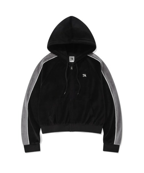 新品スーパービューティー ベルベット フード付きパーカーコート ブラック codegraphy（コードグラフィー） パーカー (Woman) Velvet hoodie zip
