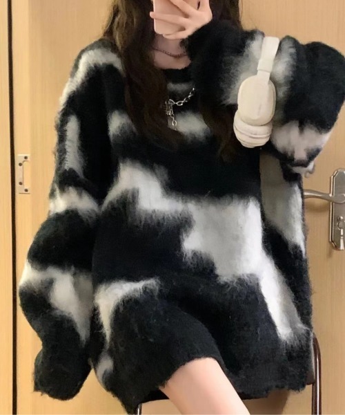 DEVICE（デバイス） ニット セーター 牛柄 ブレンド COW シャギー