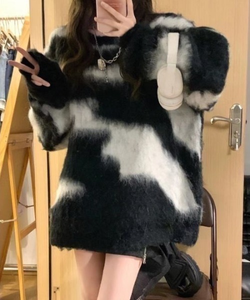 DEVICE（デバイス） ニット セーター 牛柄 ブレンド COW シャギー