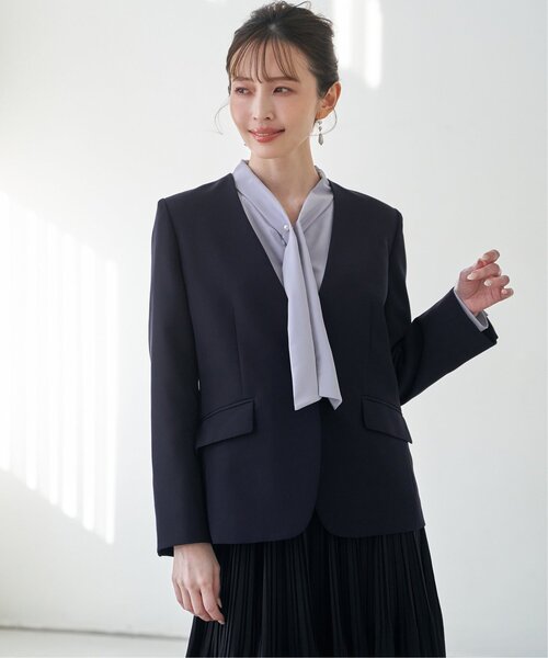 レディースジャケット IKKA LOUNGE ジャケット ノーカラージャケット 卒業式 「洗濯機で