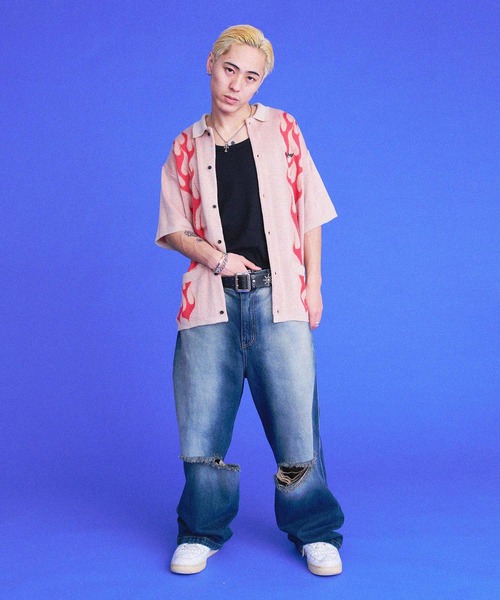 「BAD BOY」 ニットカーディガン L ホワイト メンズ_画像3